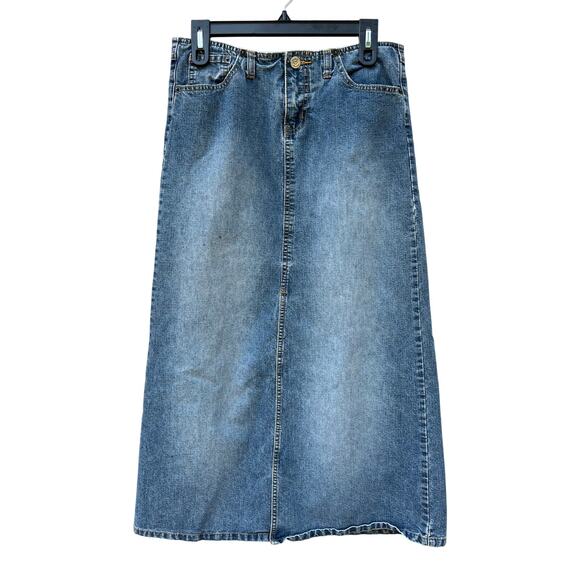 Y2K 00s Vintage Angels Low Rise Denim Jean Long Maxi Skirt  Size 0 Please Read - Picture 1 of 11
